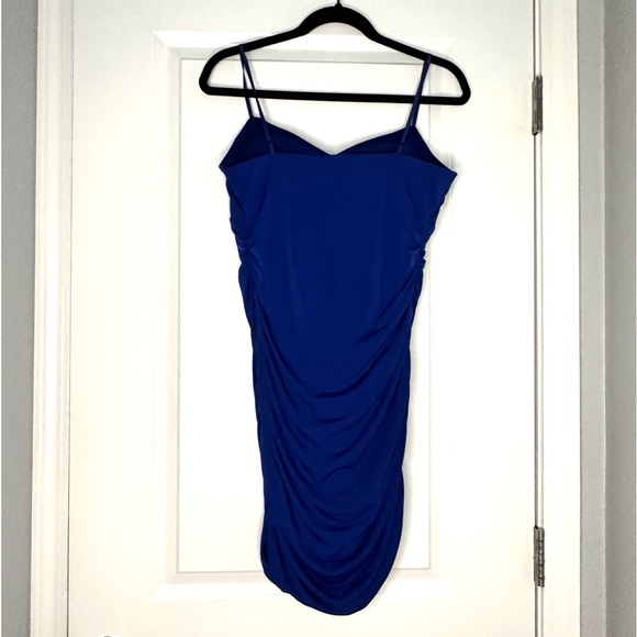EMERALD SUNDAE | Draped-Neck Bodycon Dress  | Blue | Size: L - Picture 4 of 11